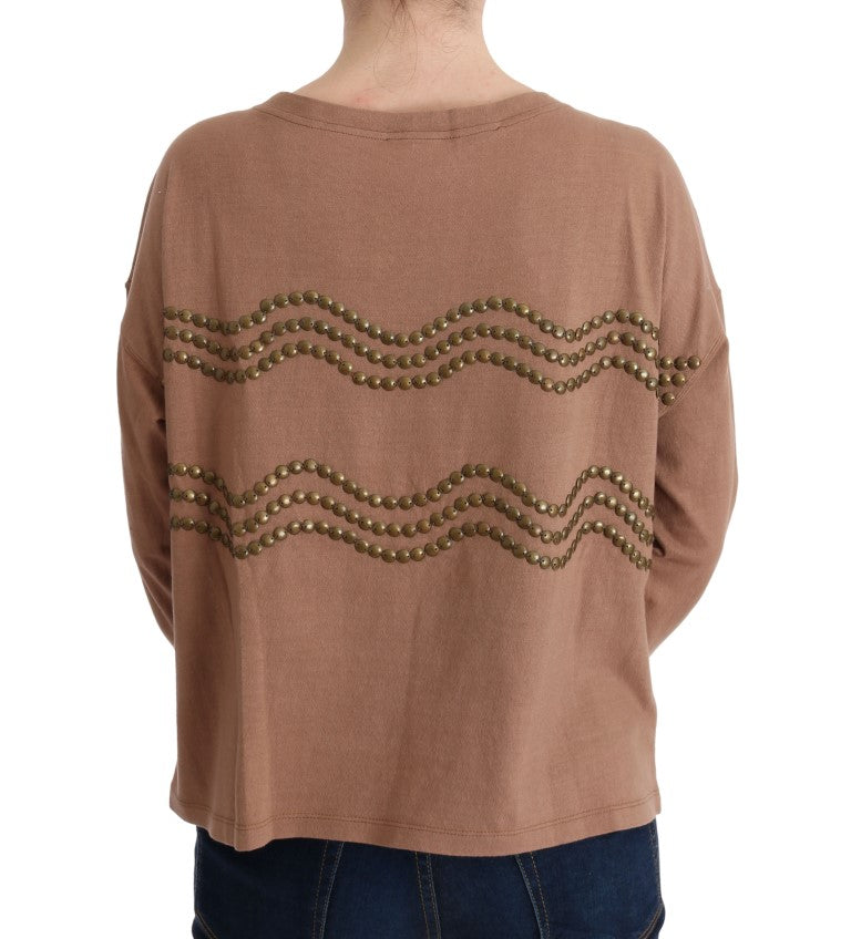 Pull clouté en coton marron John Galliano