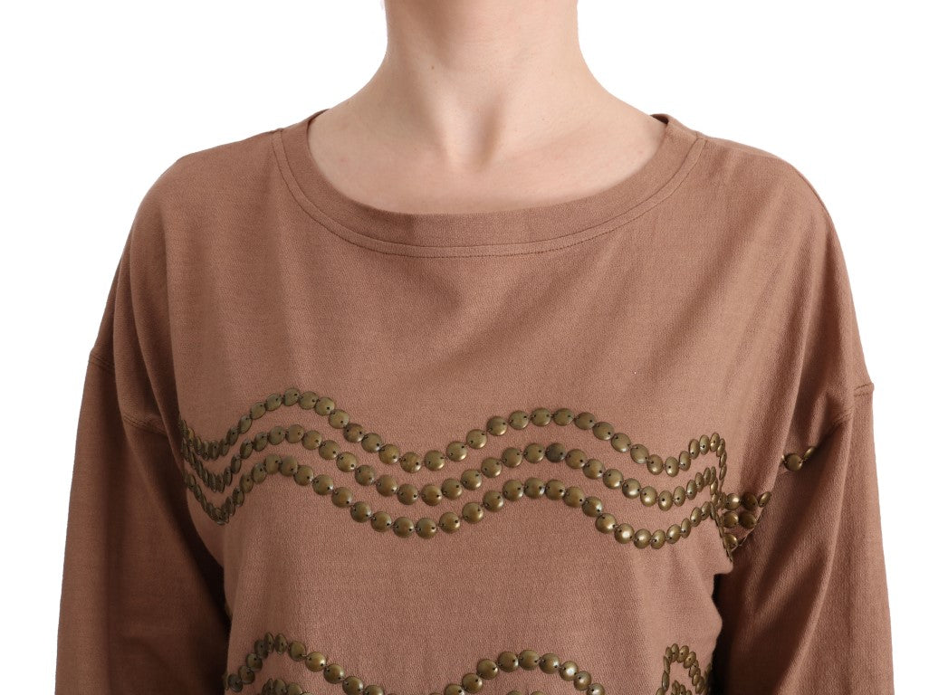 Pull clouté en coton marron John Galliano