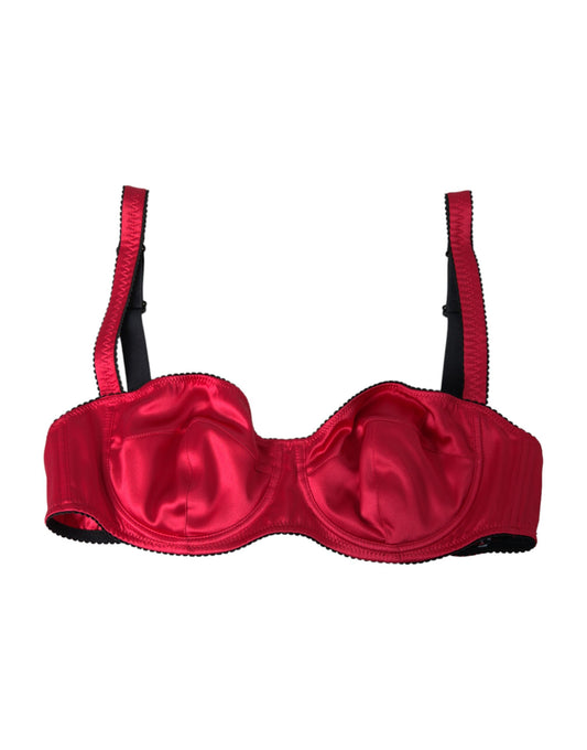 Soutien-gorge balconnet en soie stretch bordeaux Dolce &amp; Gabbana