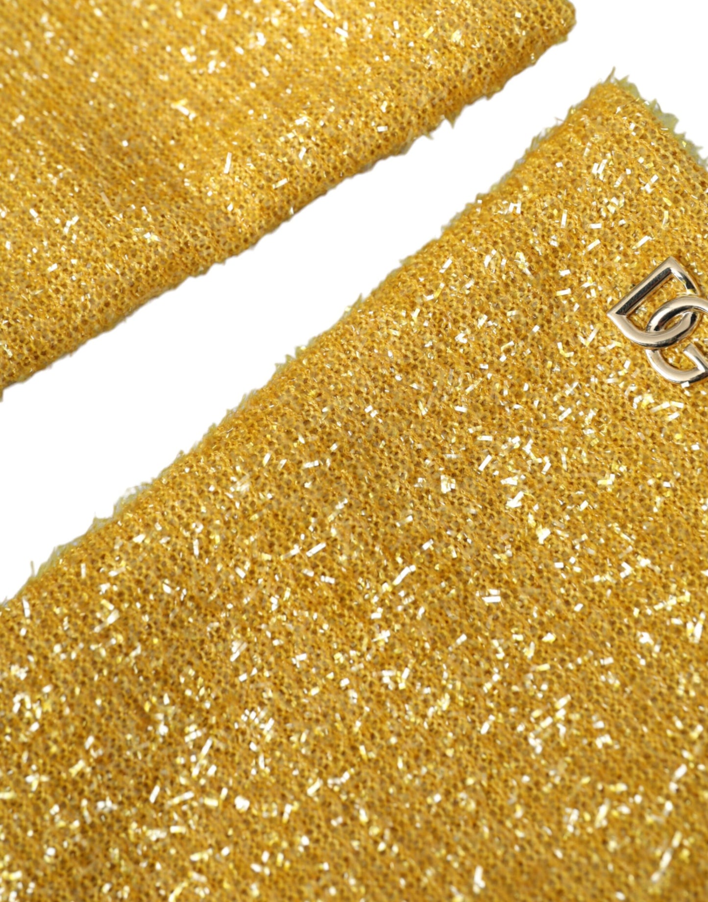 Dolce &amp; Gabbana – Mittellange Handschuhe mit goldenem Lurex-Muster