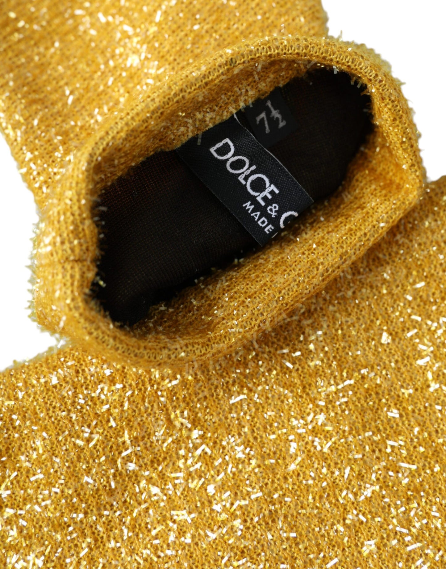 Dolce &amp; Gabbana – Mittellange Handschuhe mit goldenem Lurex-Muster