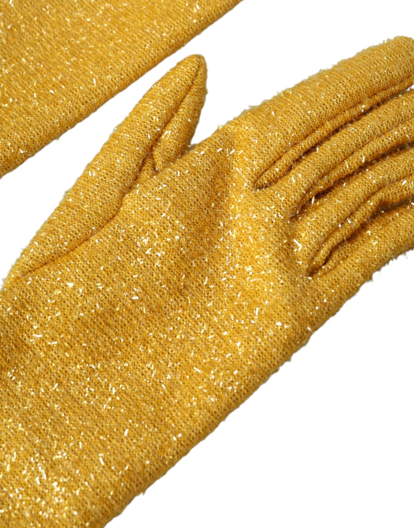 Dolce &amp; Gabbana – Mittellange Handschuhe mit goldenem Lurex-Muster