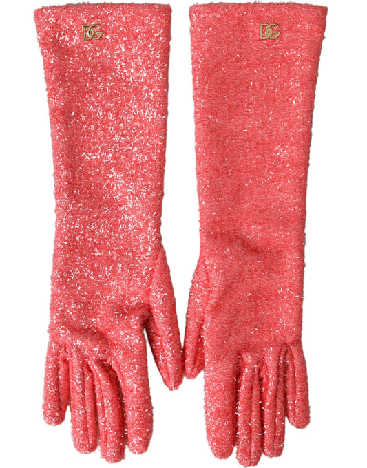 Gants mi-longs à motif lurex rose Dolce &amp; Gabbana