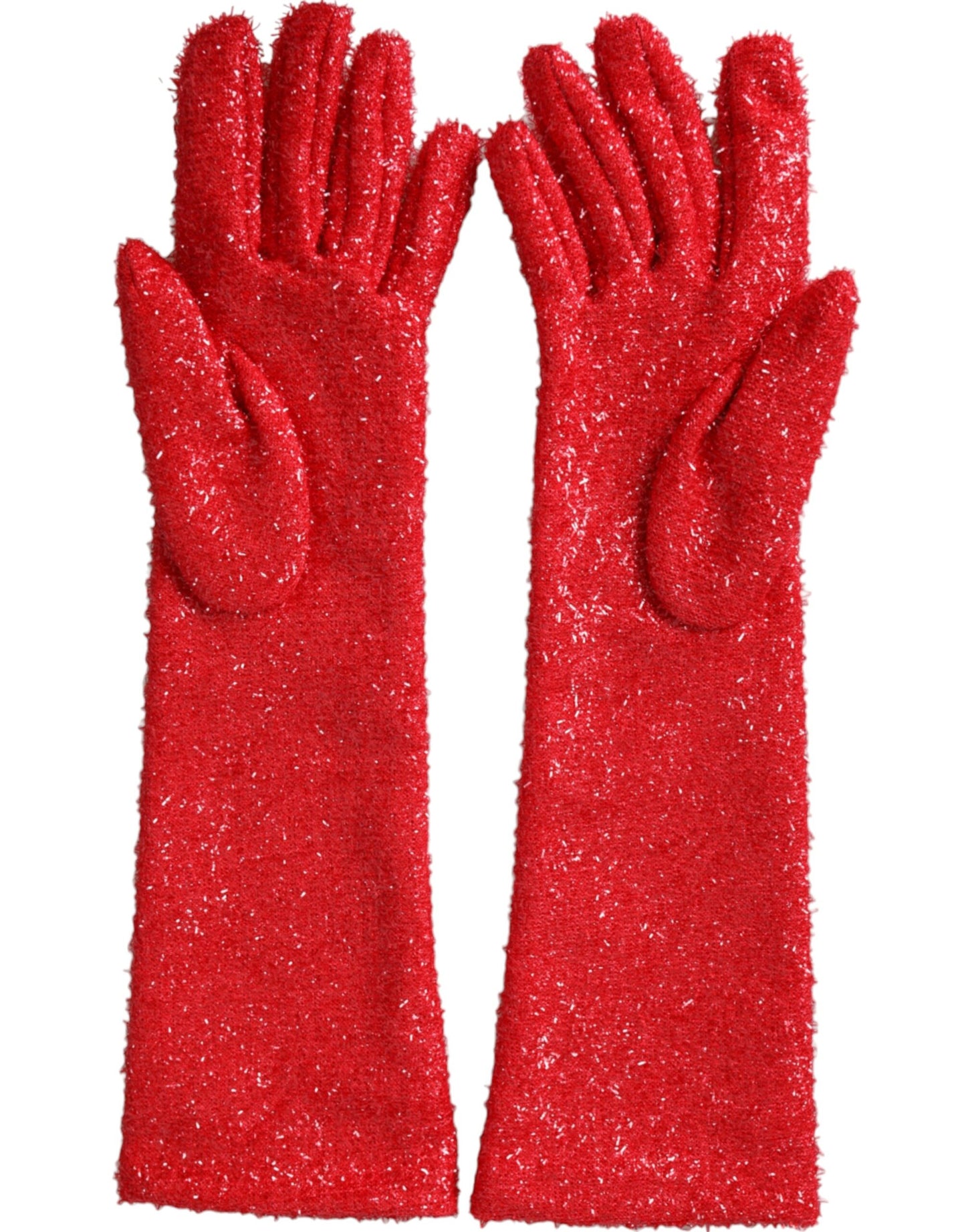 Gants mi-longs à motif lurex rouge Dolce &amp; Gabbana