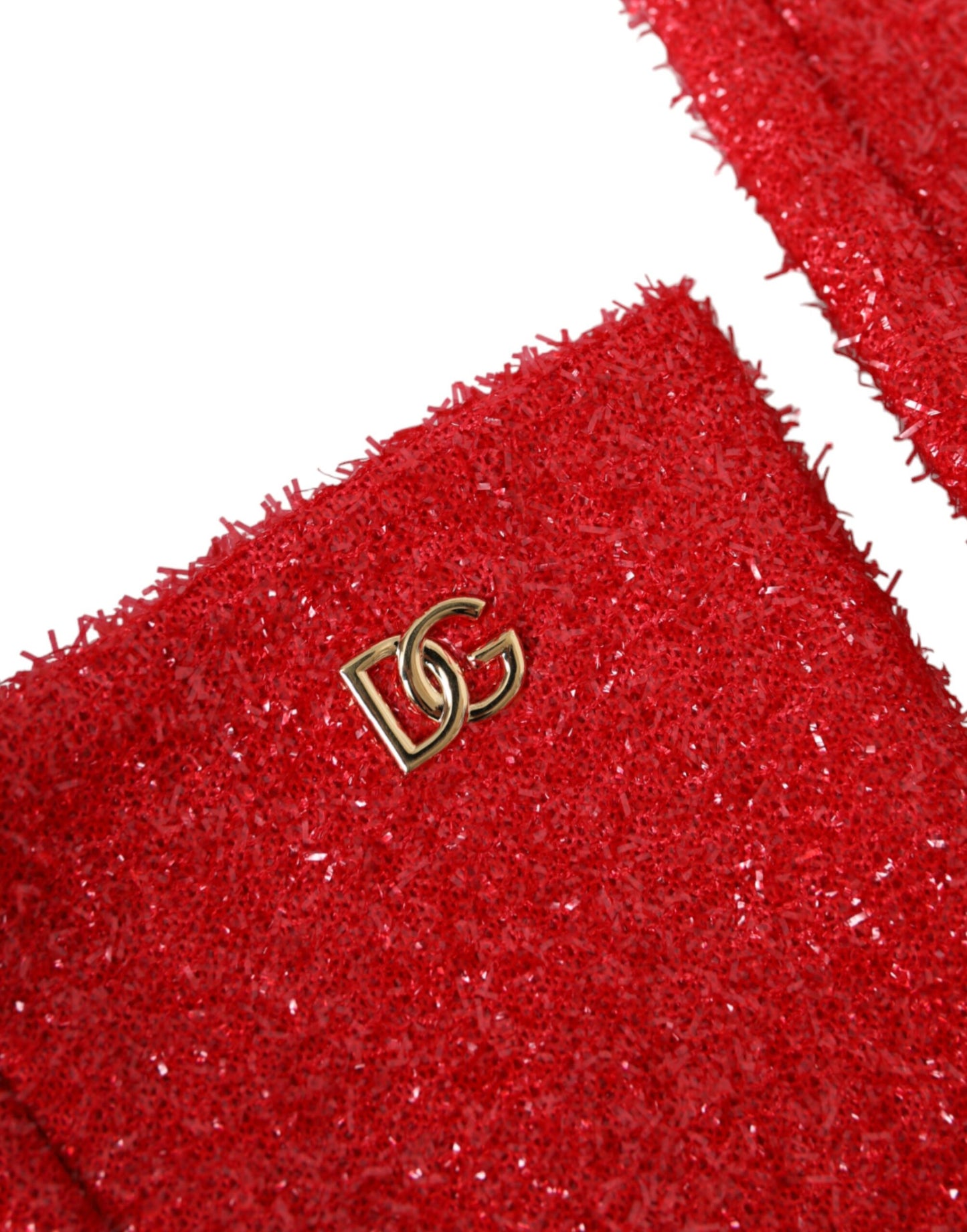 Gants mi-longs à motif lurex rouge Dolce &amp; Gabbana