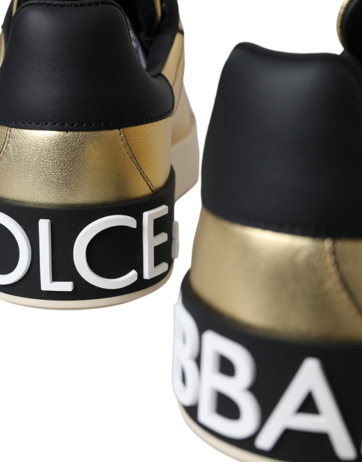 Baskets en cuir de veau Dolce &amp; Gabbana Portofino dorées pour femmes