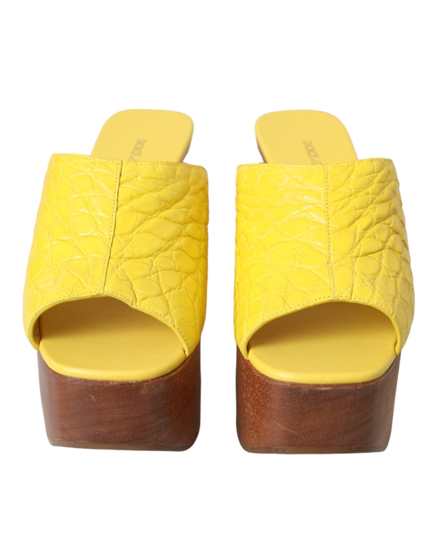 Chaussures à semelle compensée Dolce &amp; Gabbana en cuir jaune et bois