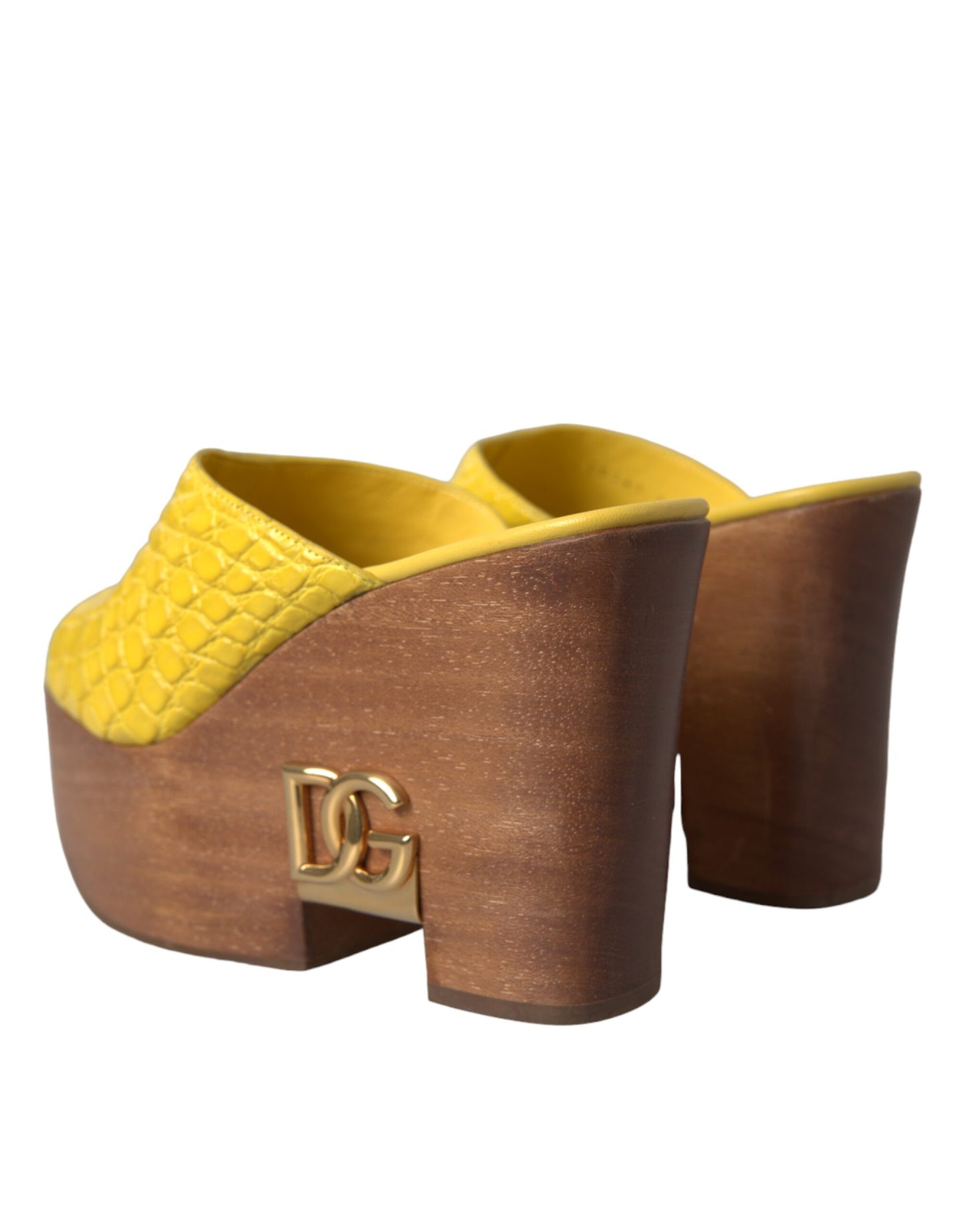 Chaussures à semelle compensée Dolce &amp; Gabbana en cuir jaune et bois