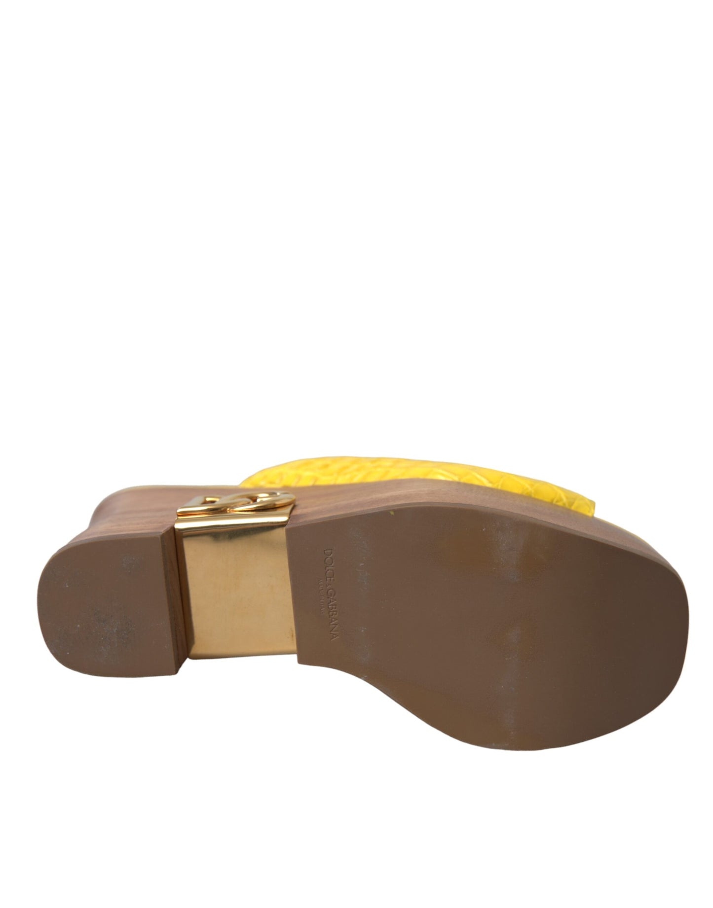 Chaussures à semelle compensée Dolce &amp; Gabbana en cuir jaune et bois