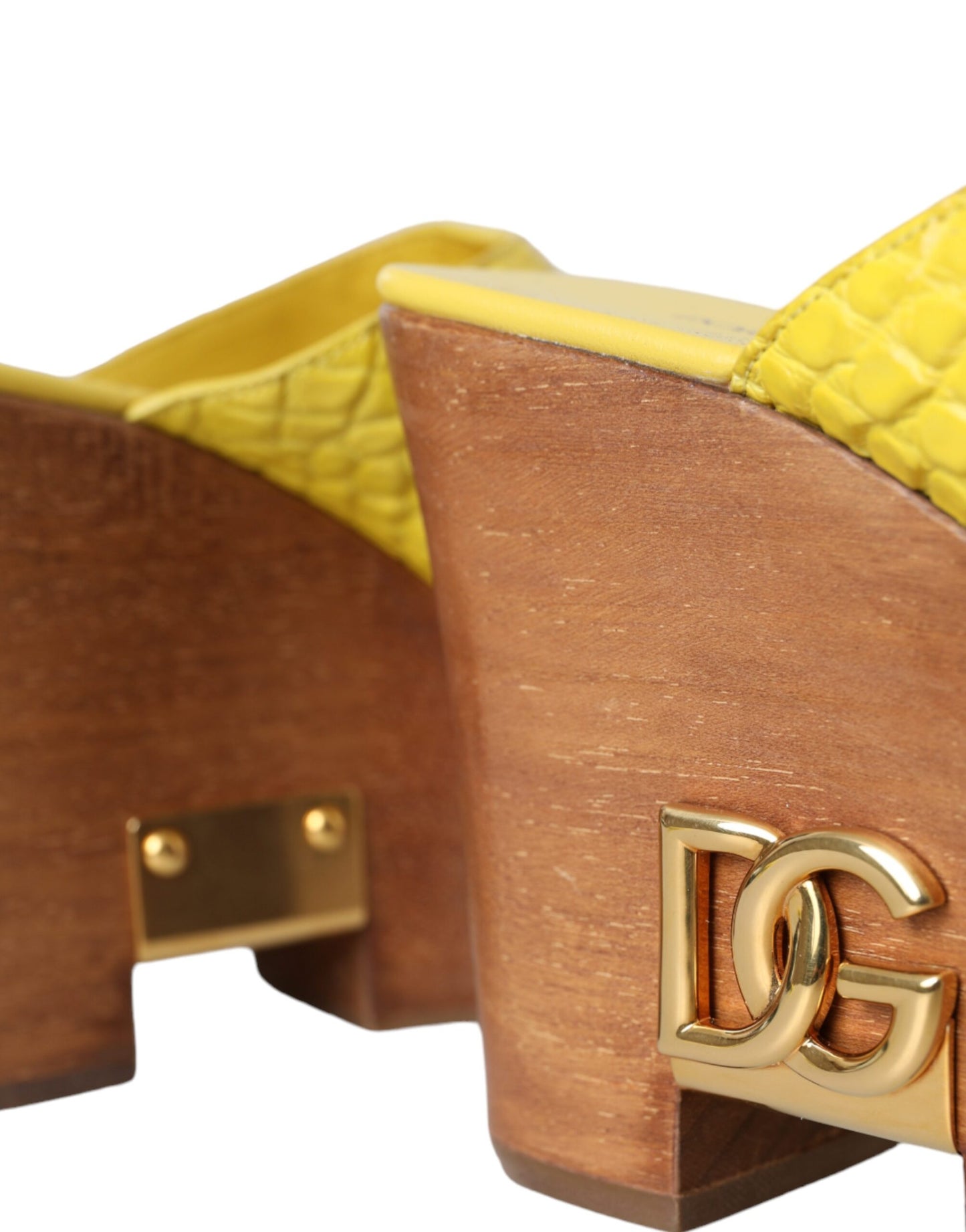 Chaussures à semelle compensée Dolce &amp; Gabbana en cuir jaune et bois