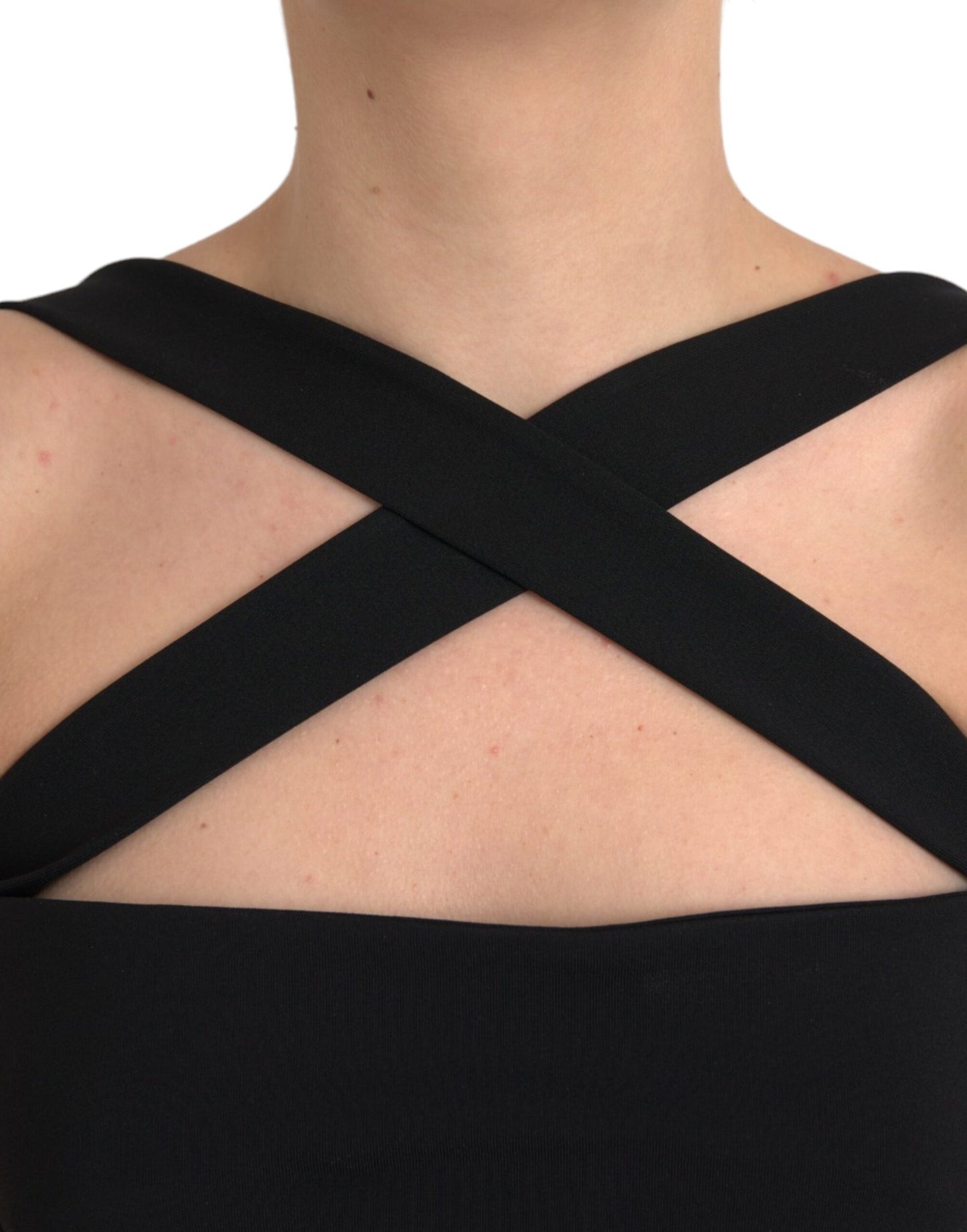 Robe mi-longue noire fourreau dos nu sans manches Dolce &amp; Gabbana