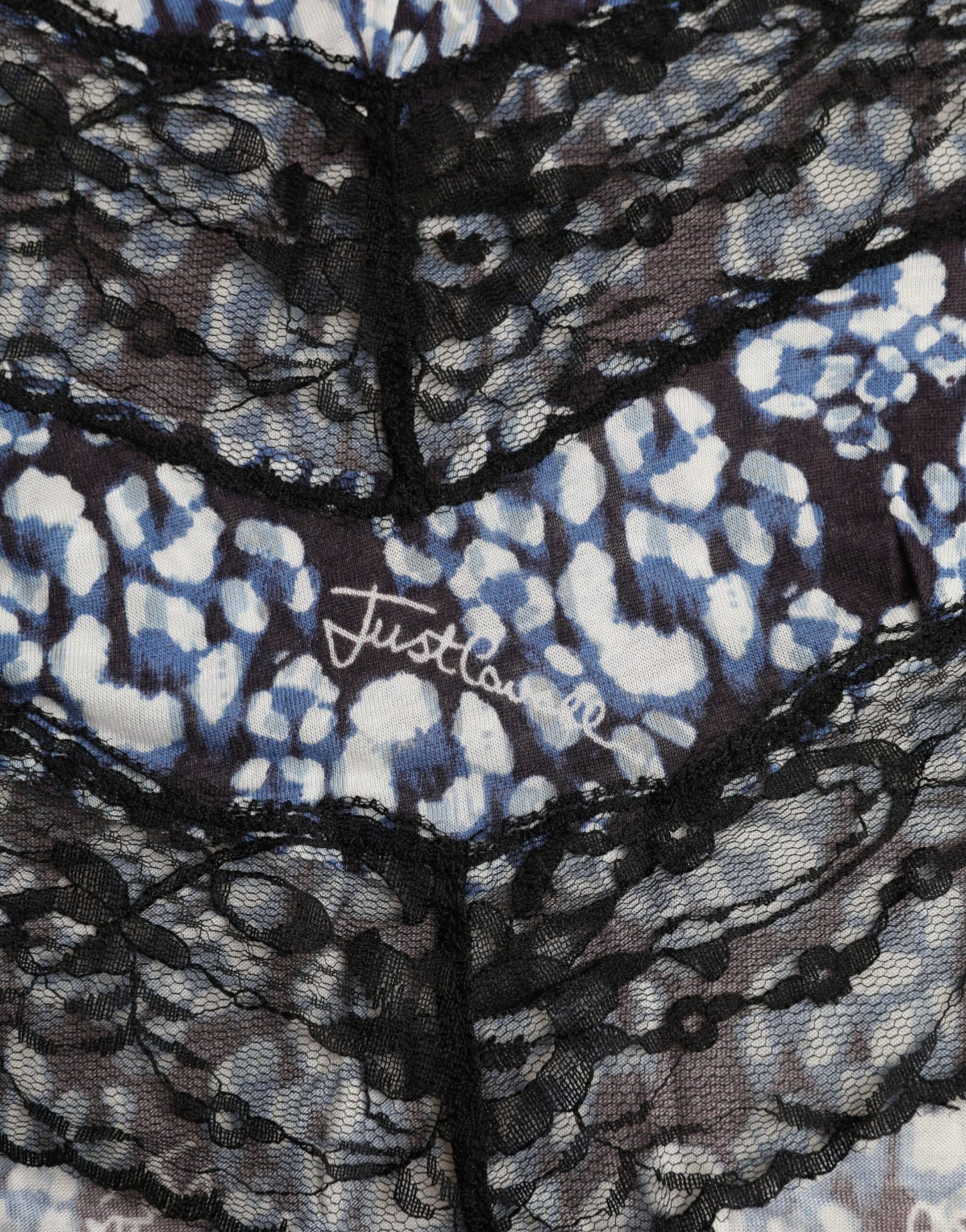 Chemisier à manches longues en dentelle florale bleue Just Cavalli