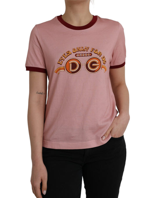 T-shirt ras du cou à manches courtes en coton rose Dolce &amp; Gabbana