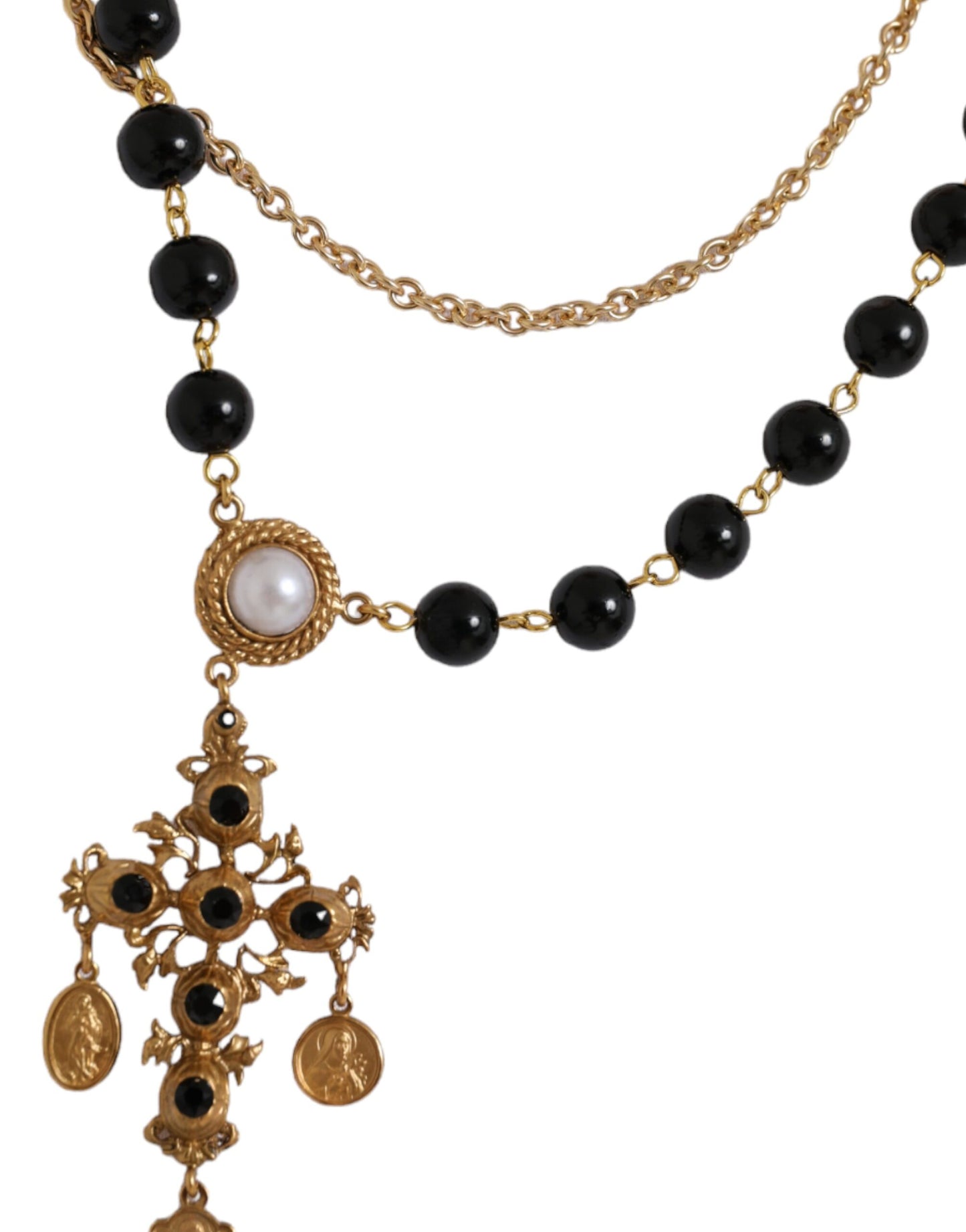 Dolce &amp; Gabbana – Weißes T-Shirt mit kurzen Ärmeln und Halskette aus Baumwolle