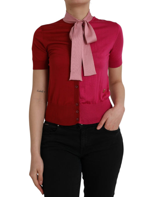 Dolce &amp; Gabbana Pull rose à manches courtes et col Ascot