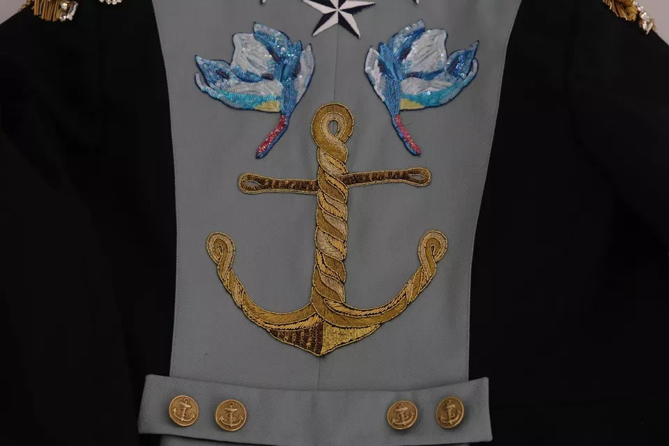 Veste en coton ornée de cristaux et de boutons bleus Dolce &amp; Gabbana