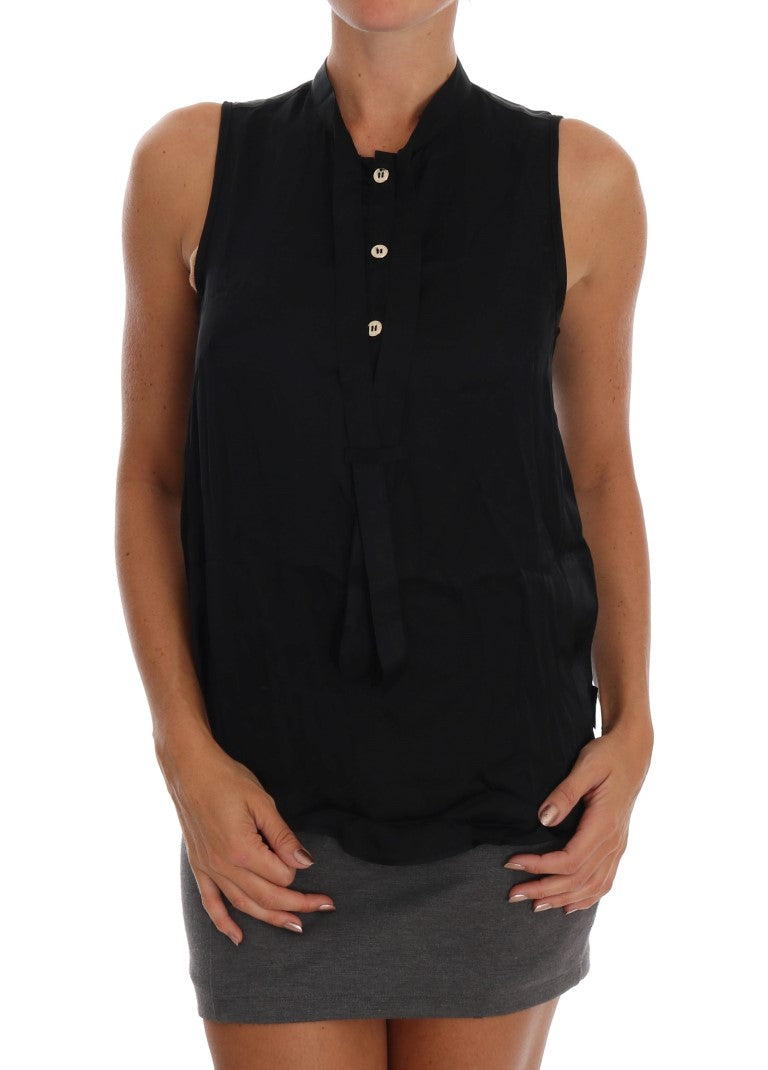 Chemisier noir sans manches en viscose Versace Jeans