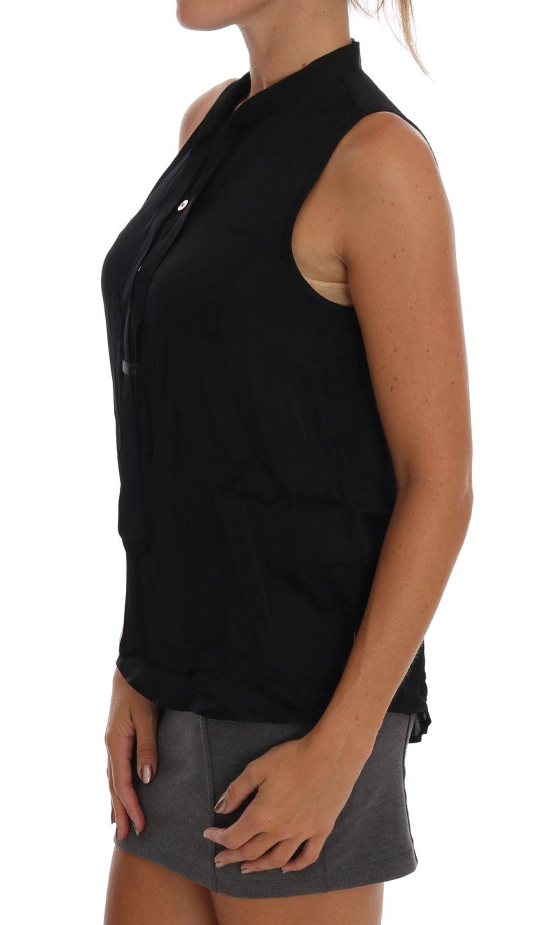 Chemisier noir sans manches en viscose Versace Jeans