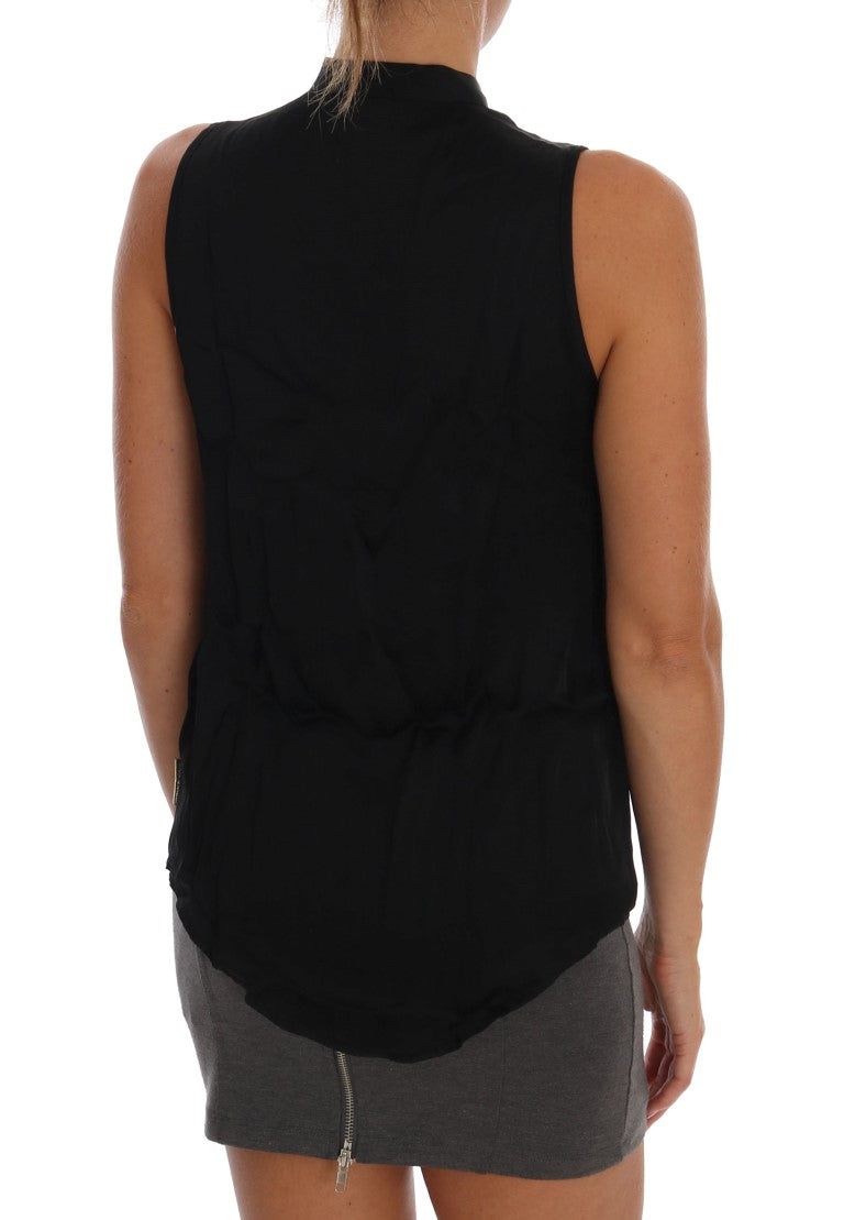 Chemisier noir sans manches en viscose Versace Jeans