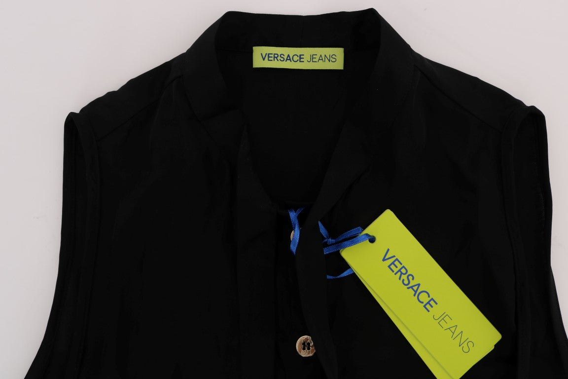 Chemisier noir sans manches en viscose Versace Jeans