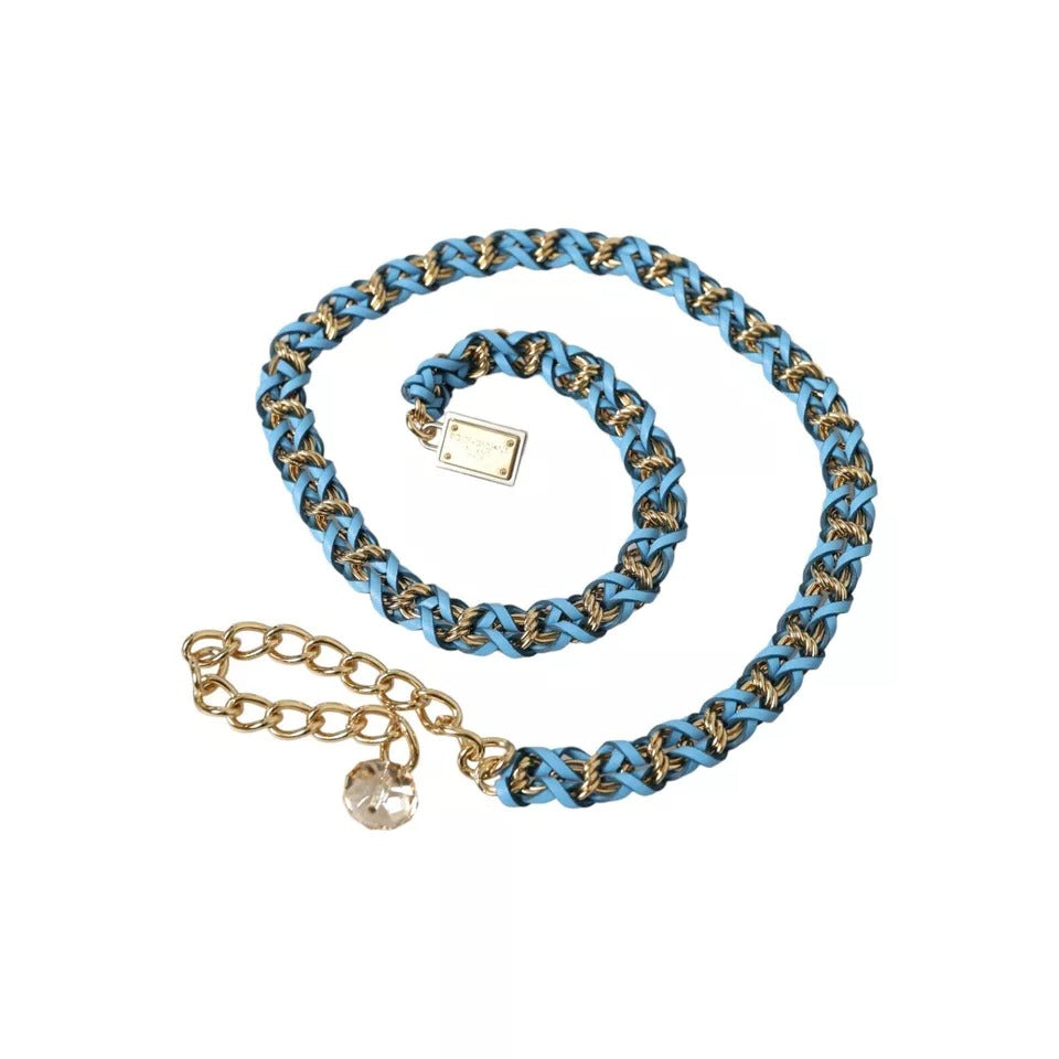 Ceinture à chaîne en laiton doré tressé bleu Dolce &amp; Gabbana