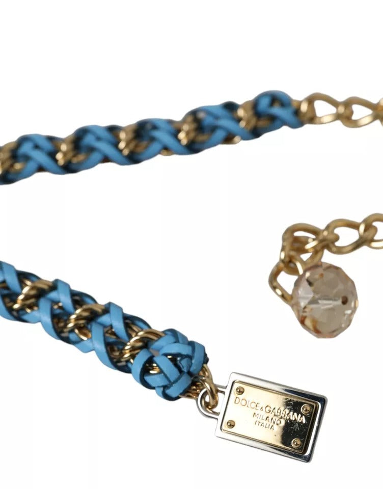 Ceinture à chaîne en laiton doré tressé bleu Dolce &amp; Gabbana