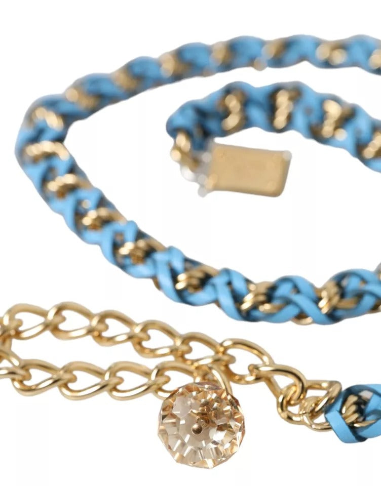 Ceinture à chaîne en laiton doré tressé bleu Dolce &amp; Gabbana