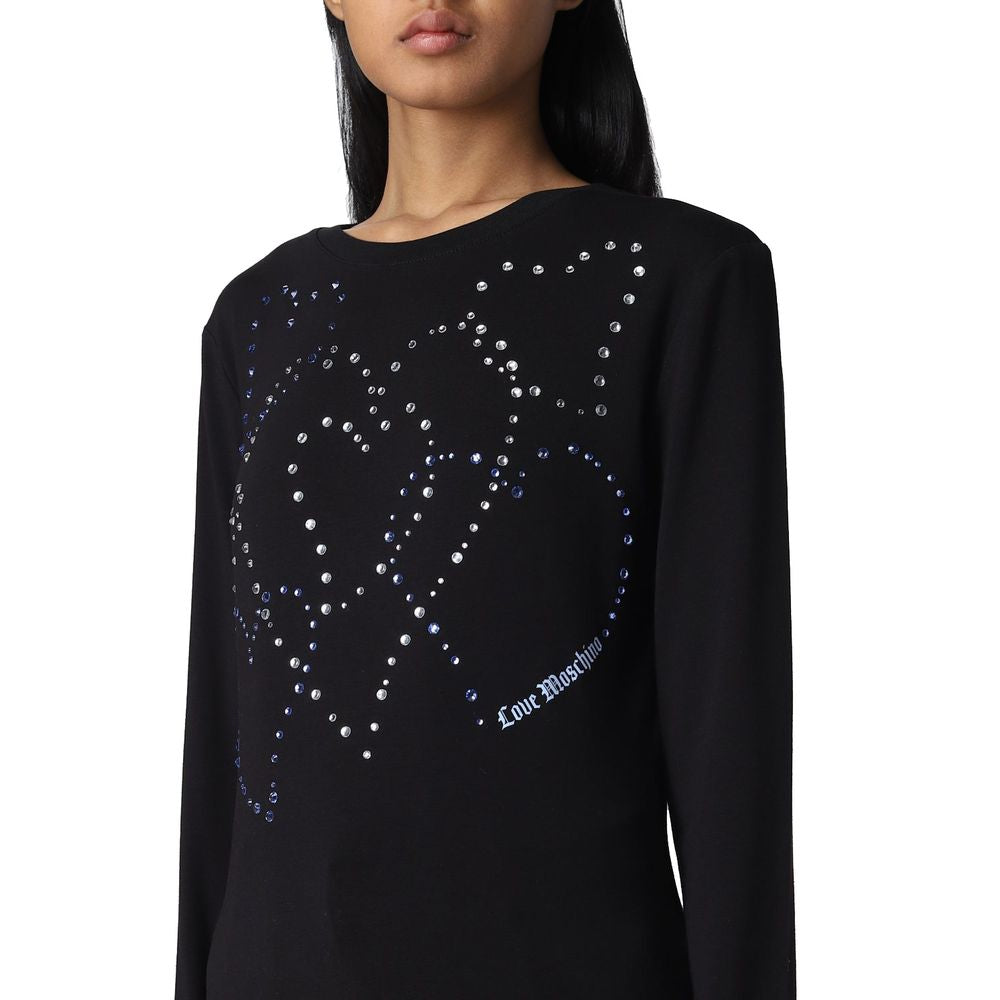 T-shirt en coton orné de cœurs en strass Love Moschino