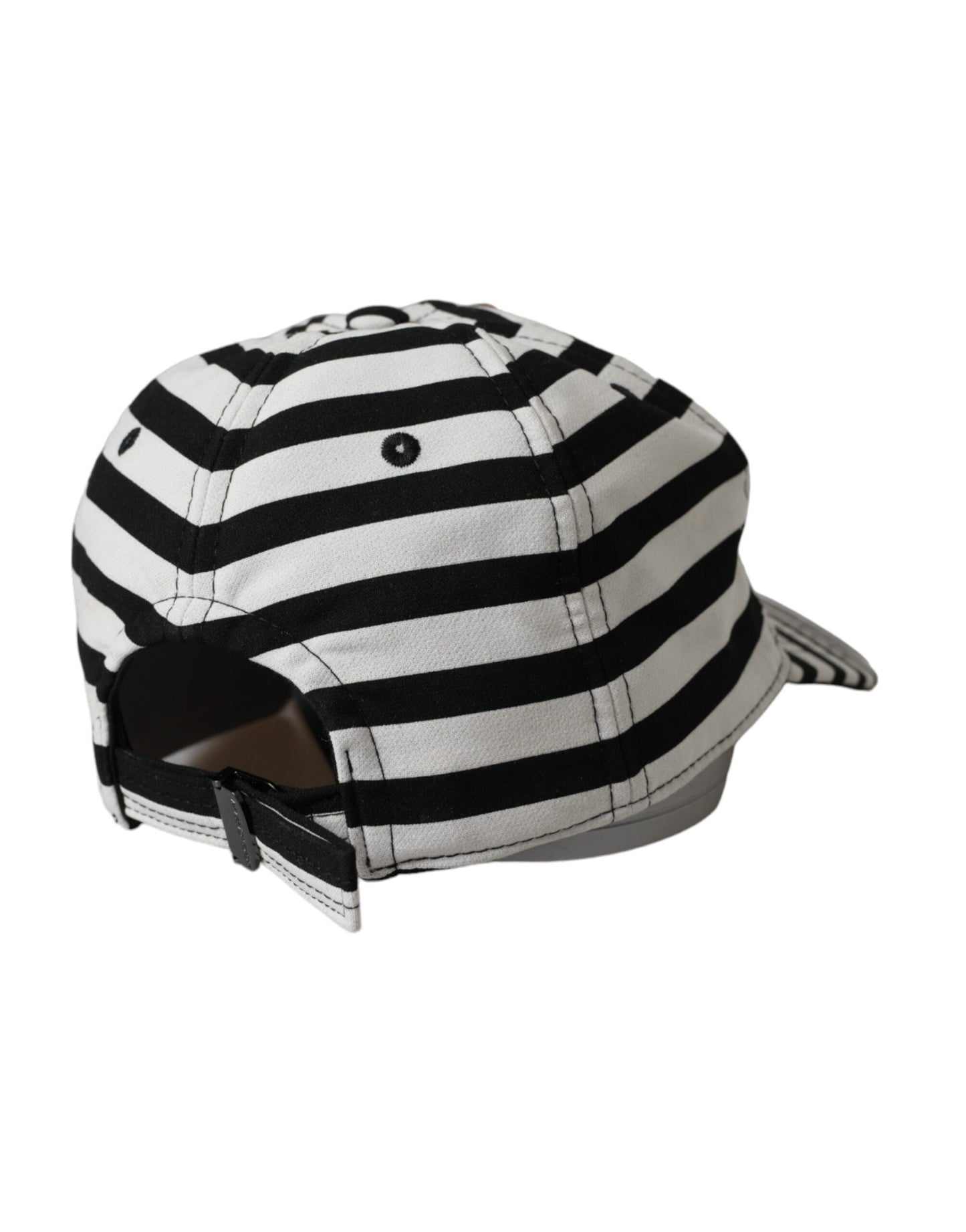 Casquette de baseball Dolce &amp; Gabbana à rayures noires et blanches avec appliqué en forme de cœur