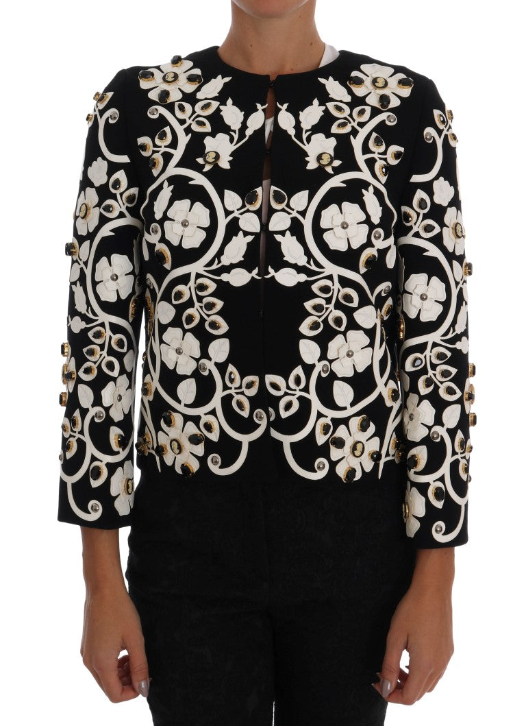 Veste Dolce &amp; Gabbana noire à fleurs baroques et cristaux