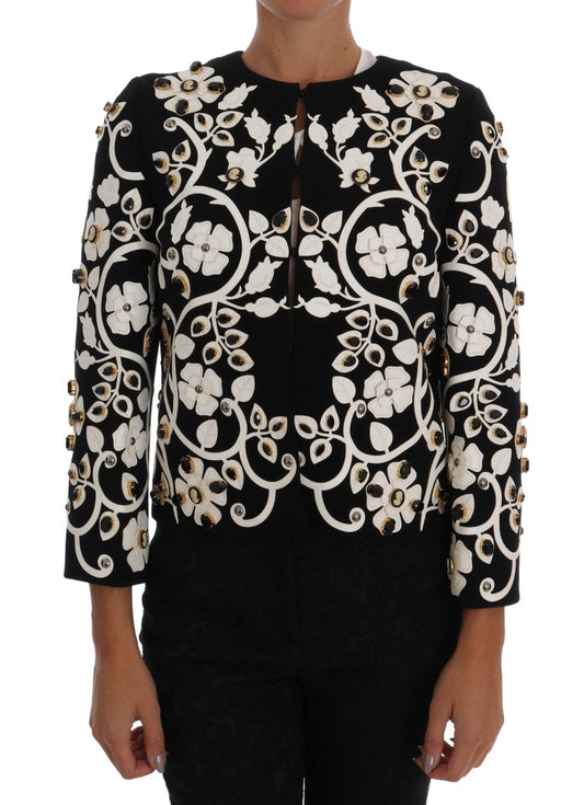 Veste Dolce &amp; Gabbana noire à fleurs baroques et cristaux