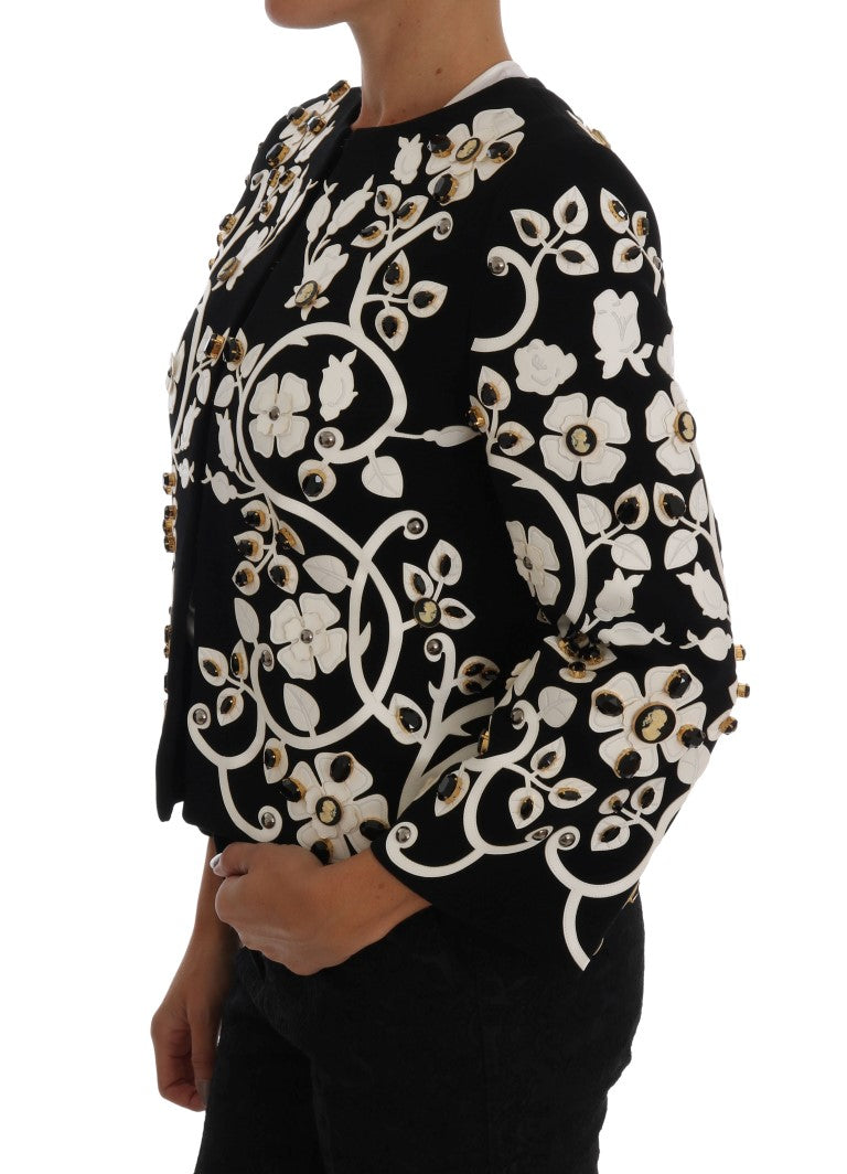 Veste Dolce &amp; Gabbana noire à fleurs baroques et cristaux