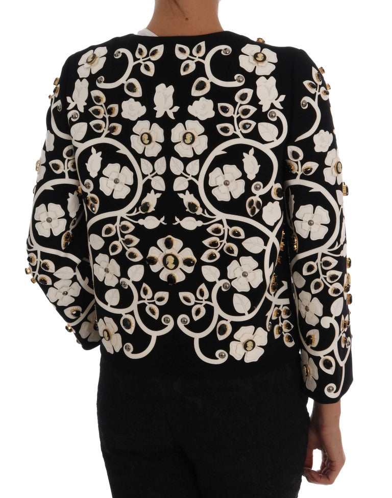 Veste Dolce &amp; Gabbana noire à fleurs baroques et cristaux