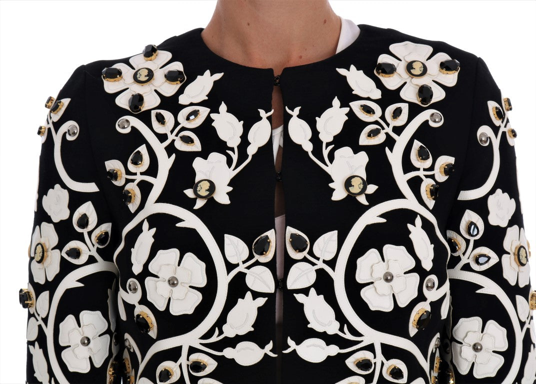 Veste Dolce &amp; Gabbana noire à fleurs baroques et cristaux