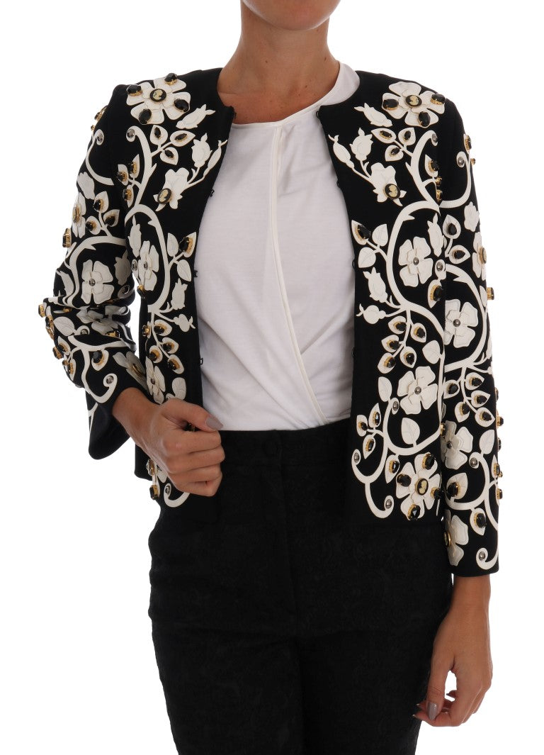 Veste Dolce &amp; Gabbana noire à fleurs baroques et cristaux