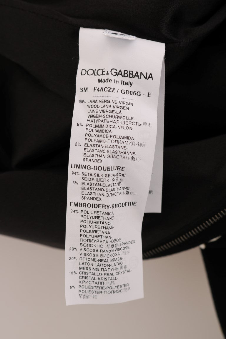 Jupe crayon à fleurs en cristal noir Dolce &amp; Gabbana