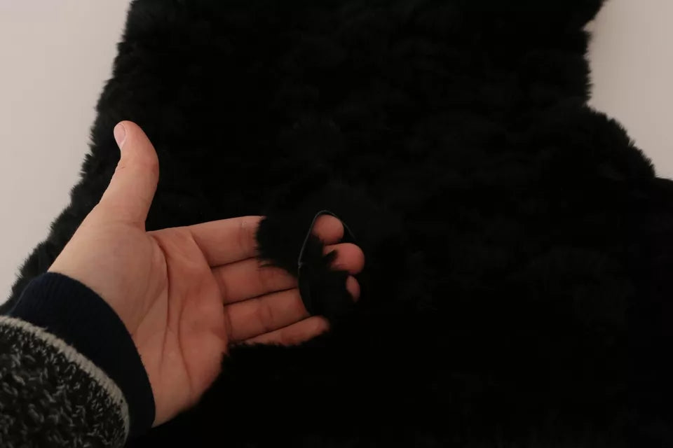 Écharpe à capuche en cachemire et fourrure de renard argenté noir Dolce &amp; Gabbana