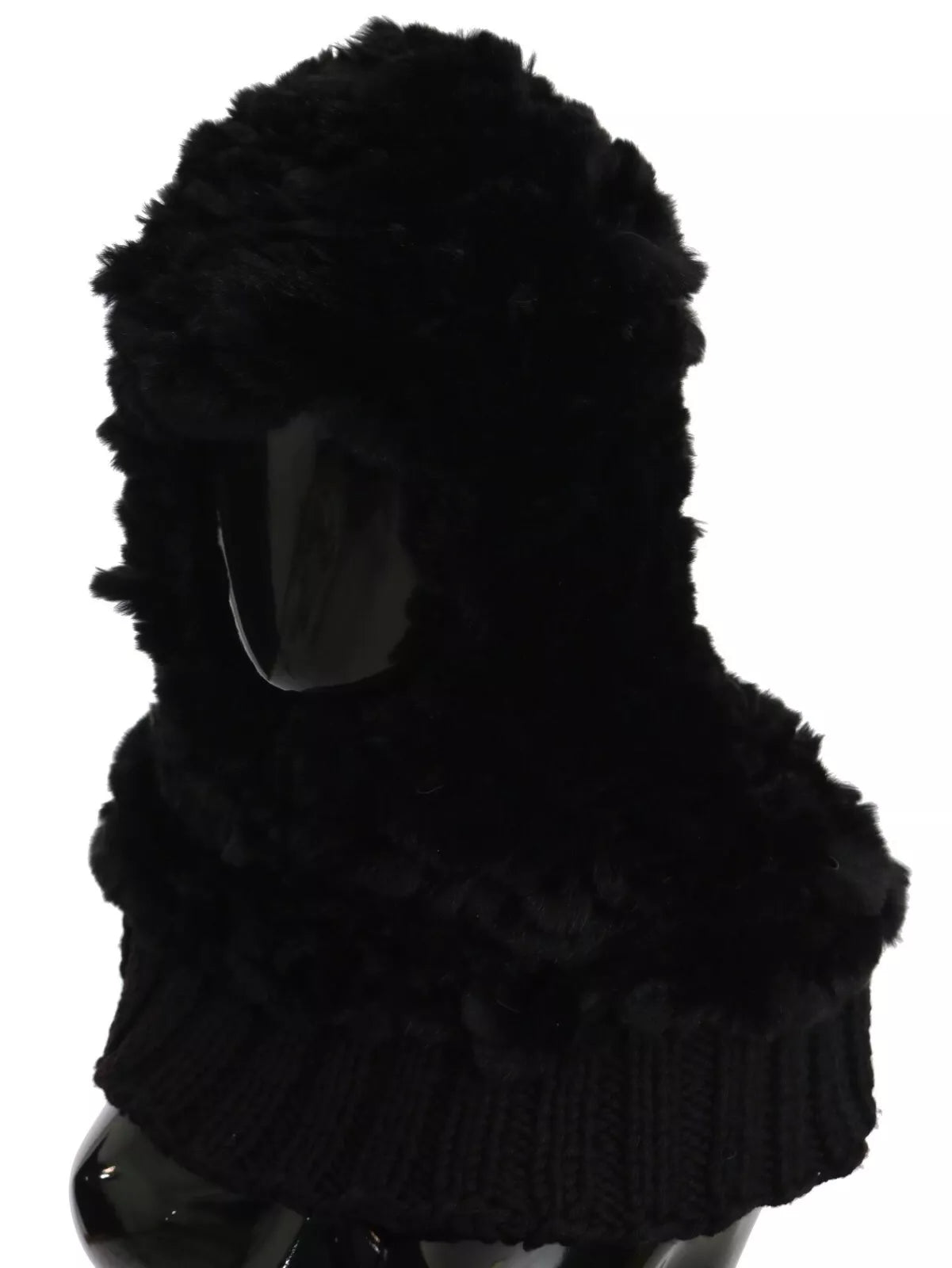 Écharpe à capuche en cachemire et fourrure de renard argenté noir Dolce &amp; Gabbana