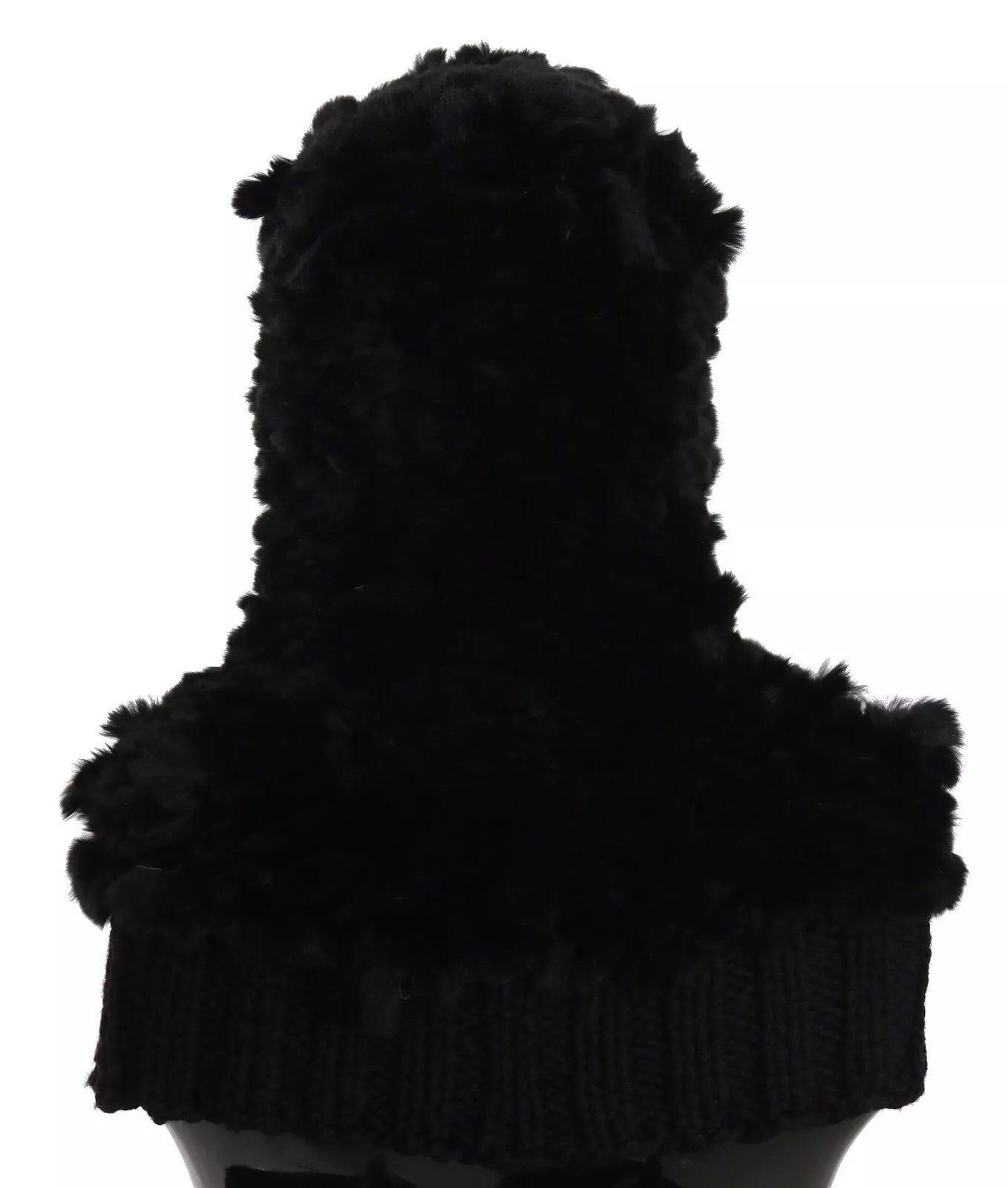 Écharpe à capuche en cachemire et fourrure de renard argenté noir Dolce &amp; Gabbana