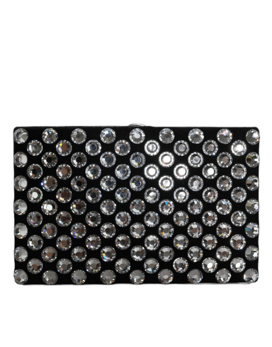 Pochette de soirée en velours noir Dolce &amp; Gabbana avec cristaux