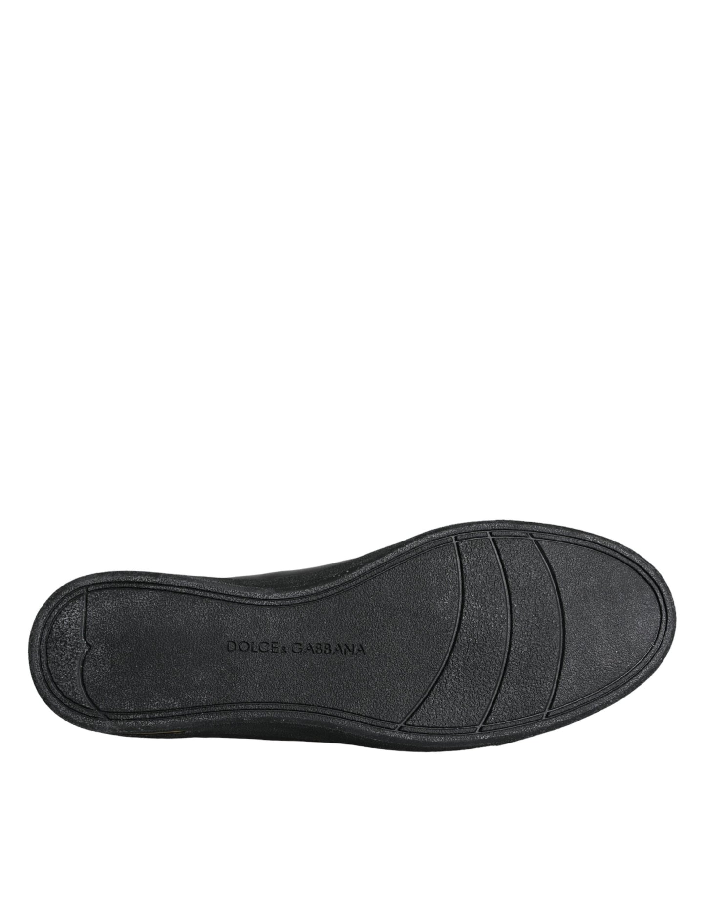Baskets classiques en cuir noir et doré Dolce &amp; Gabbana