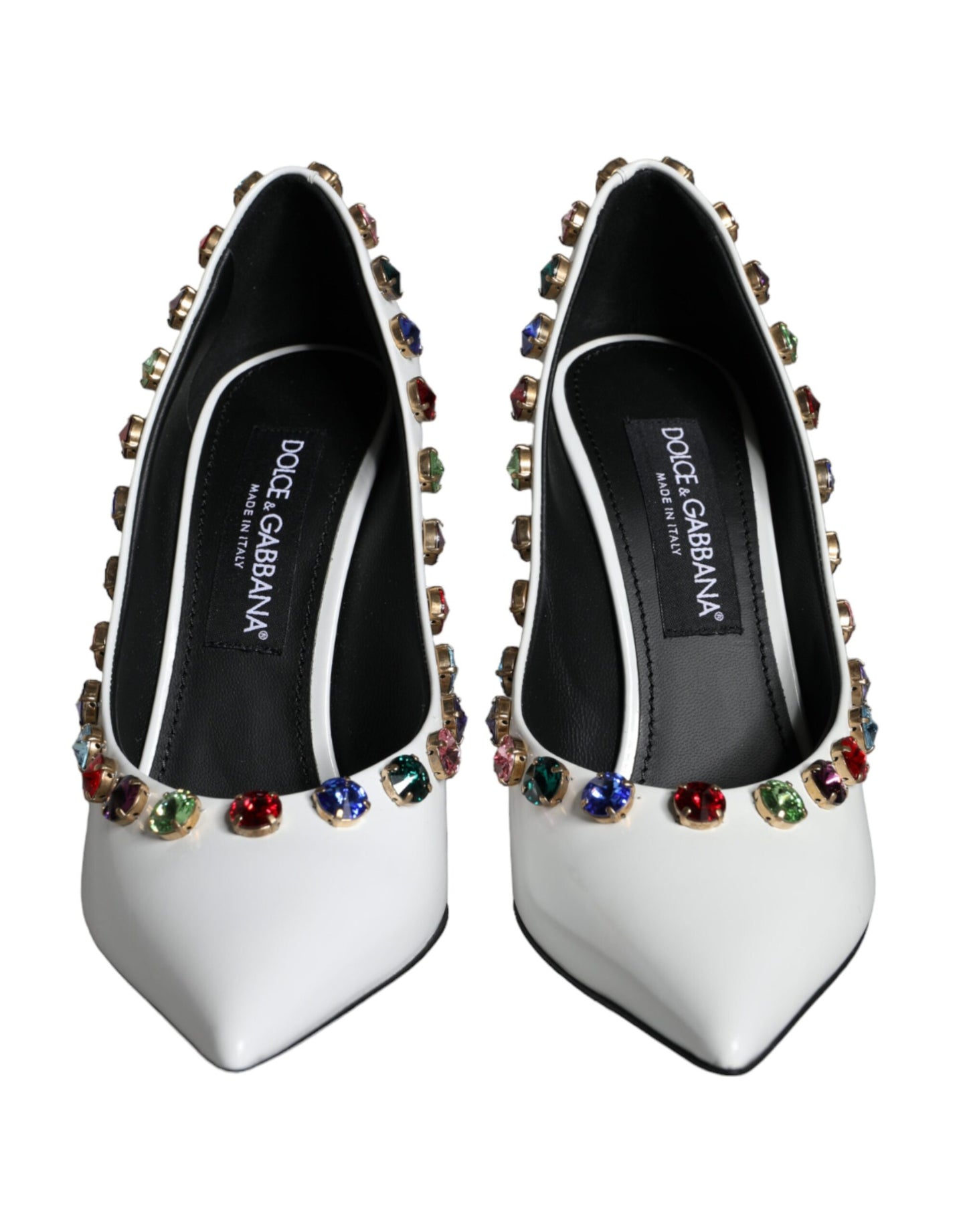 Escarpins à talons hauts Dolce &amp; Gabbana en cuir blanc avec cristaux
