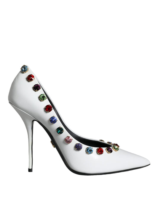Escarpins à talons hauts Dolce &amp; Gabbana en cuir blanc avec cristaux
