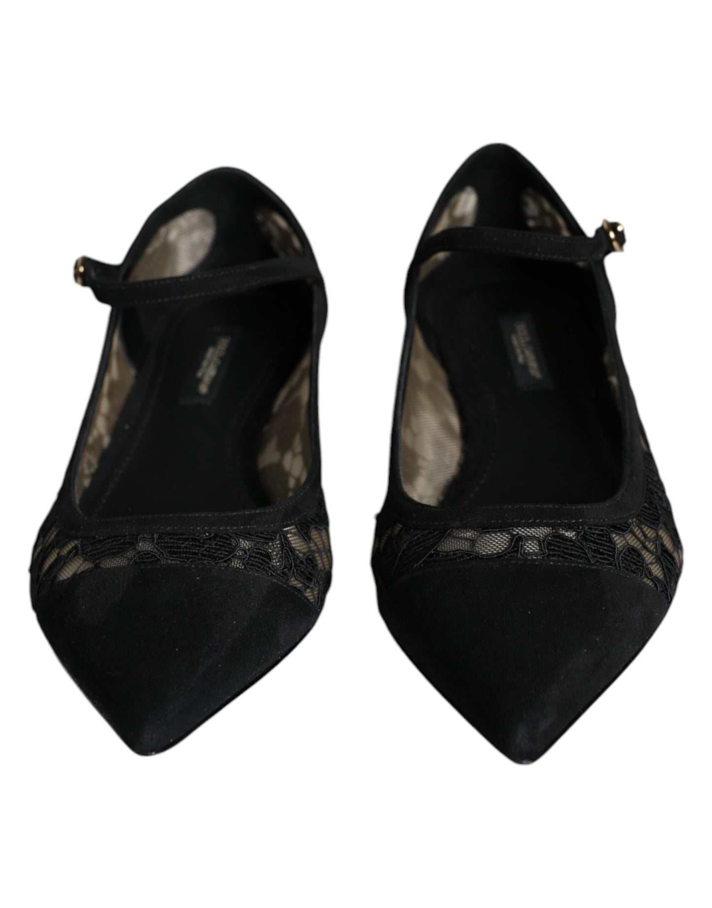 Chaussures plates Bellucci noires en dentelle Taormina de Dolce &amp; Gabbana