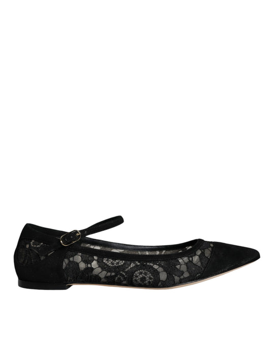 Chaussures plates Bellucci noires en dentelle Taormina de Dolce &amp; Gabbana