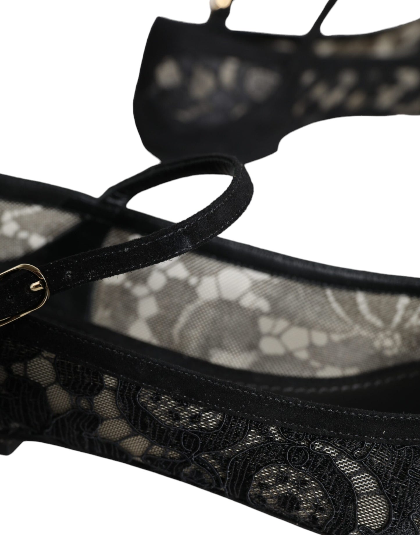 Chaussures plates Bellucci noires en dentelle Taormina de Dolce &amp; Gabbana