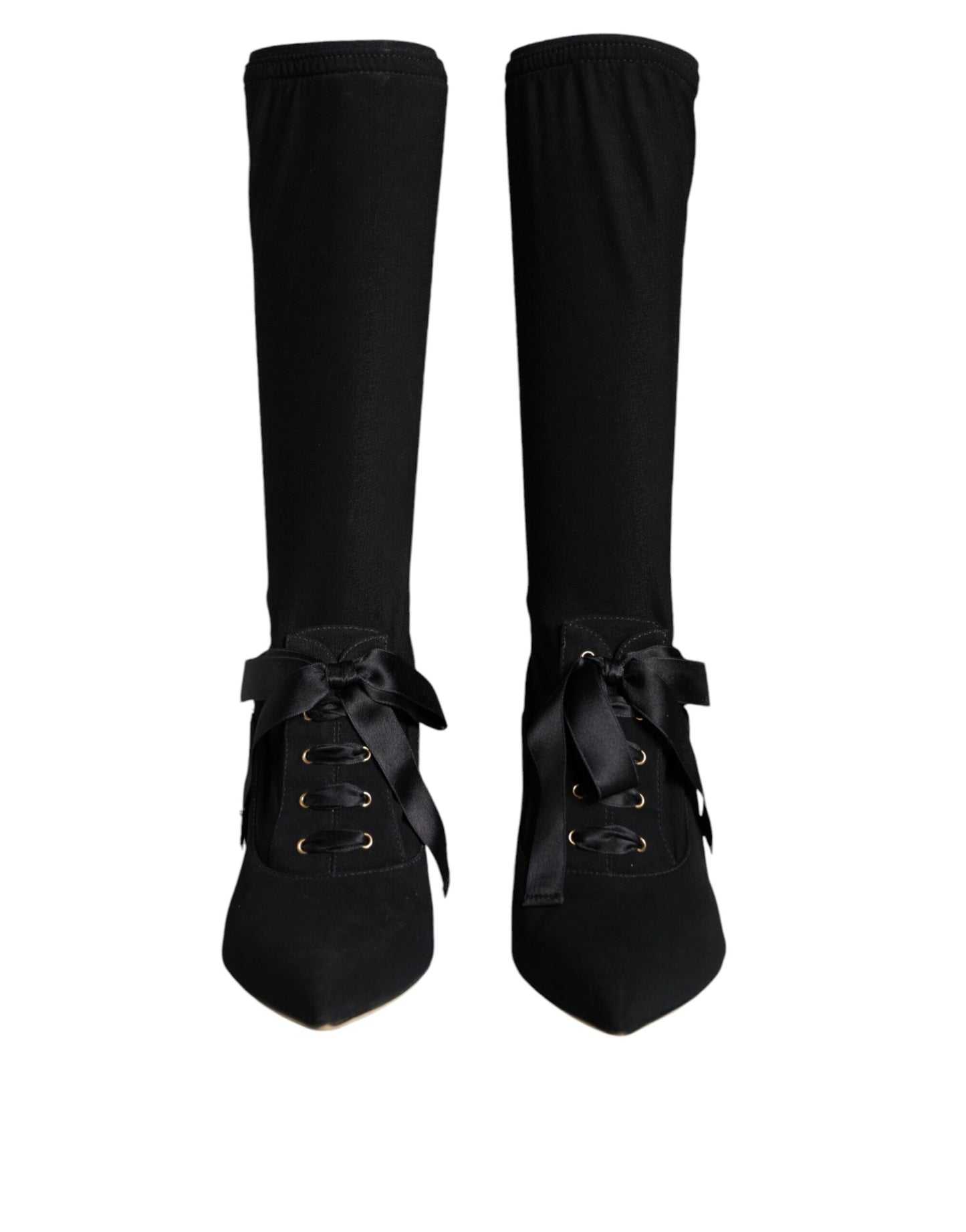 Bottes mi-mollet noires à talons aiguilles Dolce &amp; Gabbana
