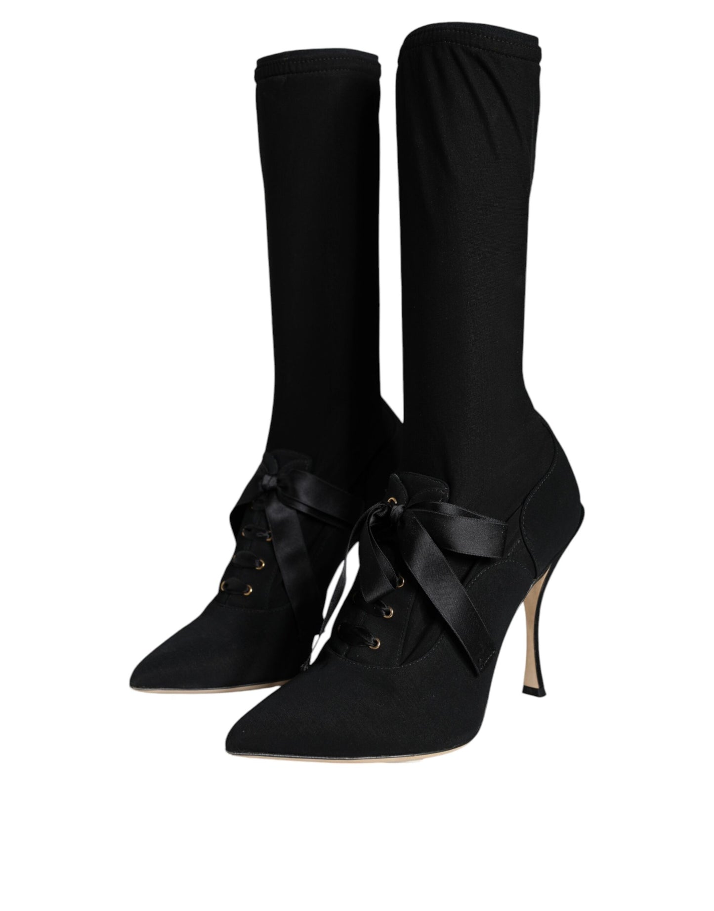 Bottes mi-mollet noires à talons aiguilles Dolce &amp; Gabbana