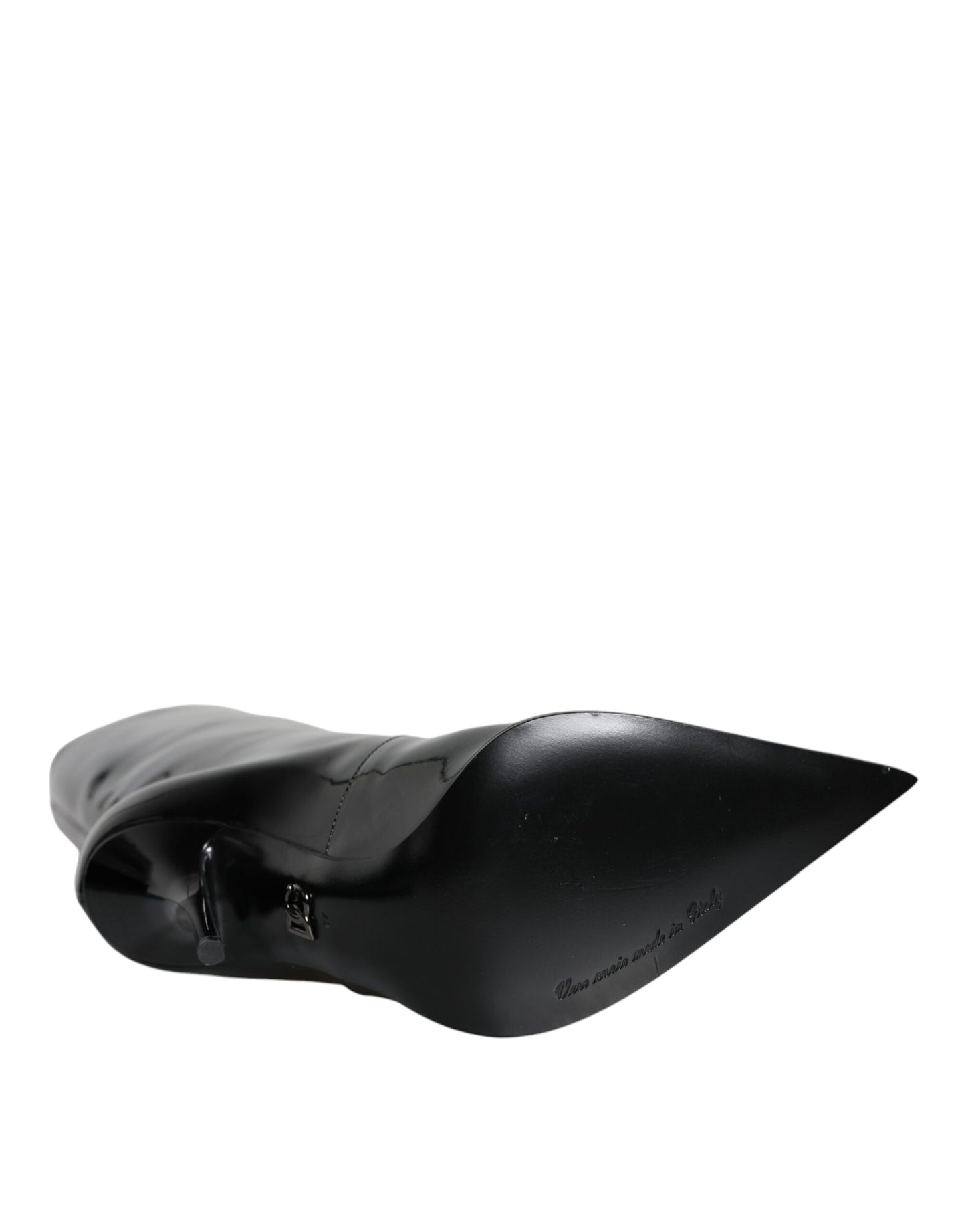 Bottes mi-mollet en cuir verni noir Dolce &amp; Gabbana