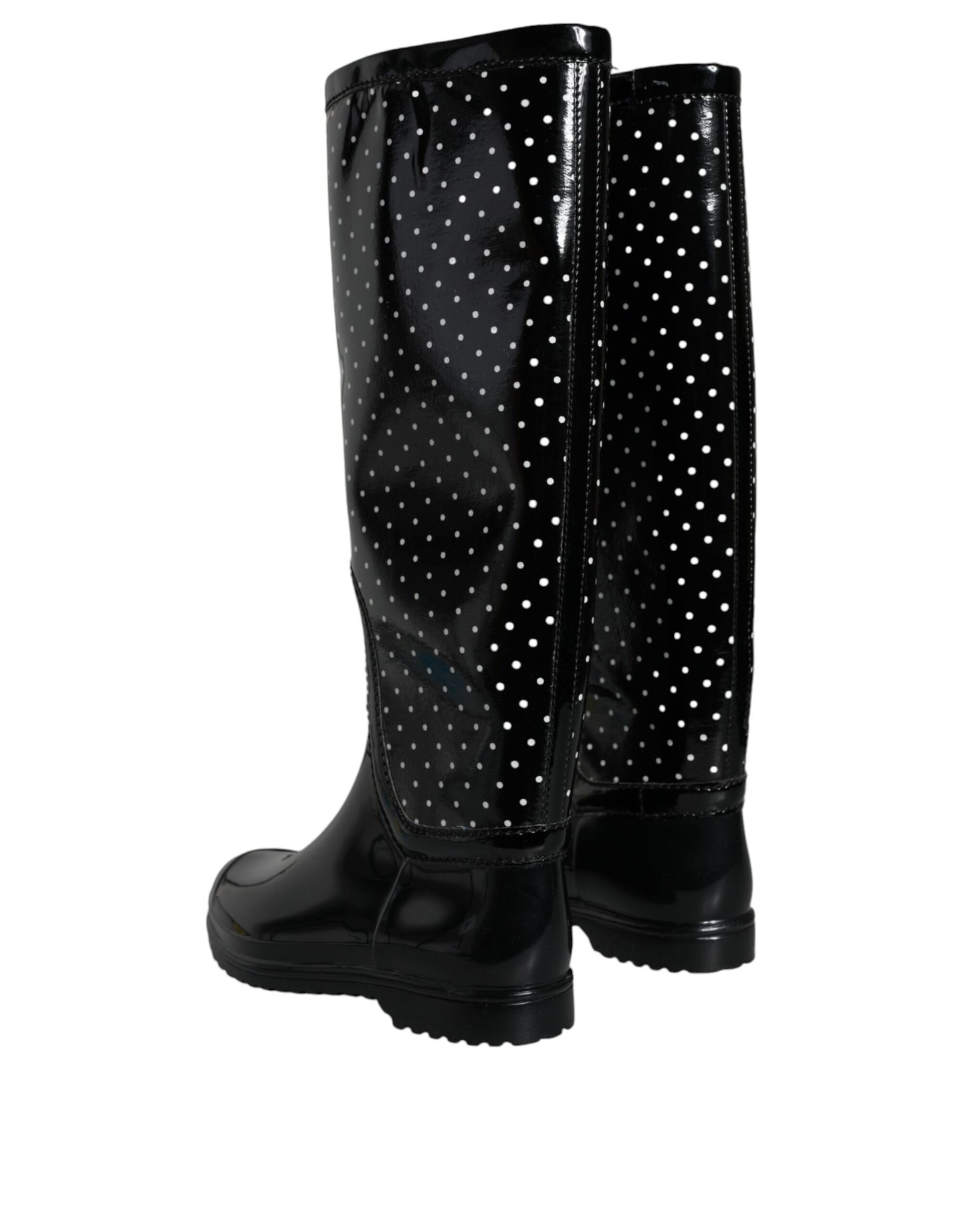 Bottes hautes en caoutchouc noires à pois Dolce &amp; Gabbana